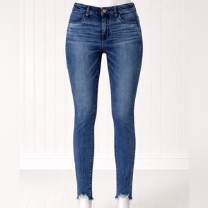 AMERICAN EAGLE WOMEN NEXT LEVEL STRETCH HI RISE JEGGINGS CROP BLUE JEANS SIZE 8